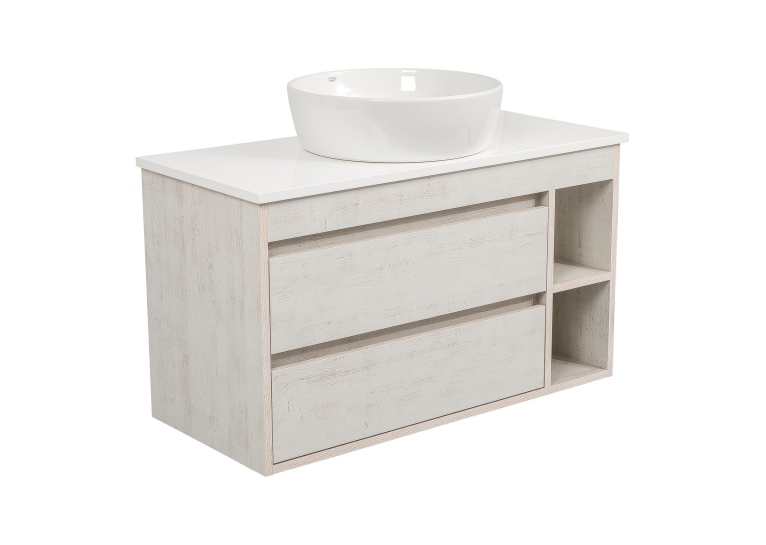 Тумба консольная AQUA RODOS "Shelf" (Нордленд) 100 см со столешн. Loft-Iron и ум. "One" 46 см (круг) АР000085176