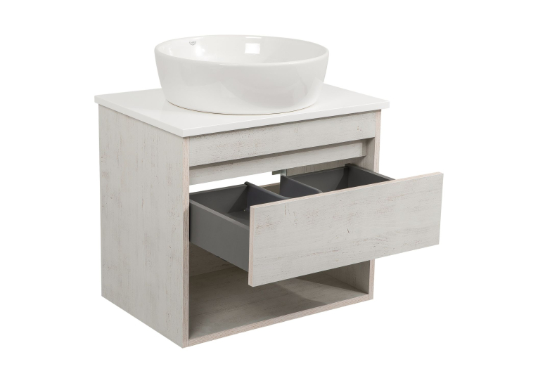 Тумба консольна AQUA RODOS "Shelf" (нордленд) 65 см (1 ящик) зі стільн. Loft-Iron та ум. "One" 46 см (круг) АР000085177