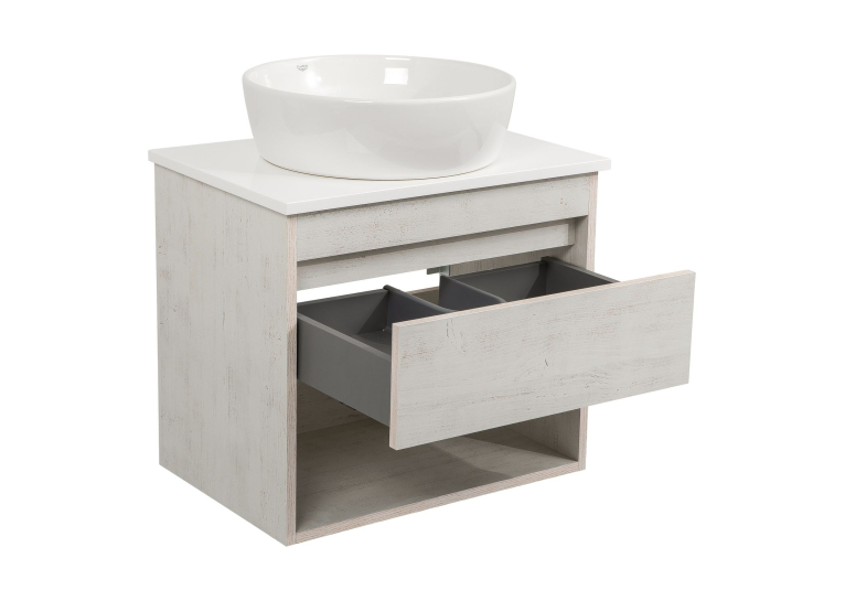 Тумба консольна AQUA RODOS "Shelf" (нордленд) 65 см (1 ящик) зі стільн. Loft-Iron та ум. "One" 46 см (круг) АР000085177