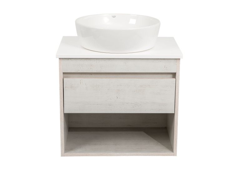 Тумба консольна AQUA RODOS "Shelf" (нордленд) 65 см (1 ящик) зі стільн. Loft-Iron та ум. "One" 46 см (круг) АР000085177