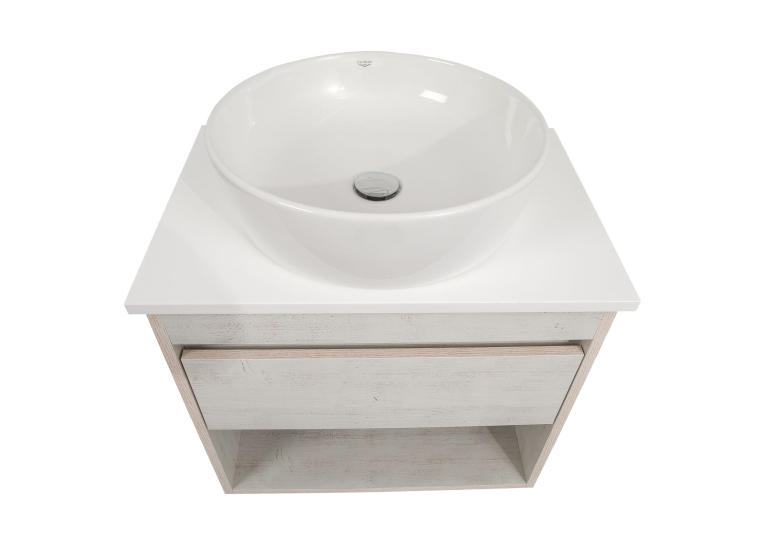 Тумба консольна AQUA RODOS "Shelf" (нордленд) 65 см (1 ящик) зі стільн. Loft-Iron та ум. "One" 46 см (круг) АР000085177