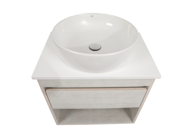 Тумба консольна AQUA RODOS "Shelf" (нордленд) 65 см (1 ящик) зі стільн. Loft-Iron та ум. "One" 46 см (круг) АР000085177