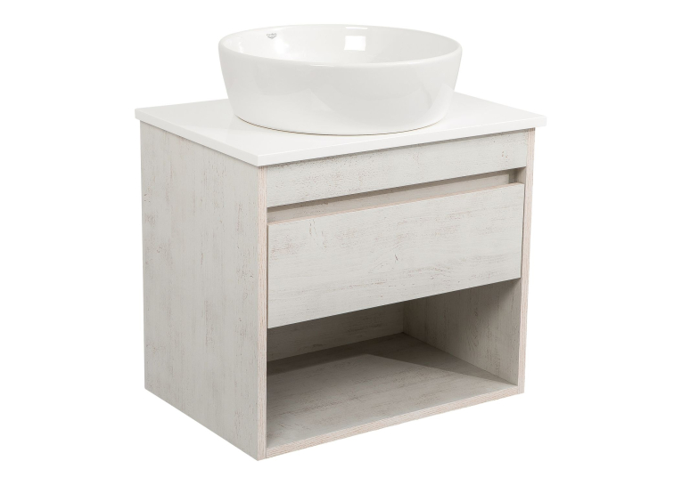 Тумба консольна AQUA RODOS "Shelf" (нордленд) 65 см (1 ящик) зі стільн. Loft-Iron та ум. "One" 46 см (круг) АР000085177