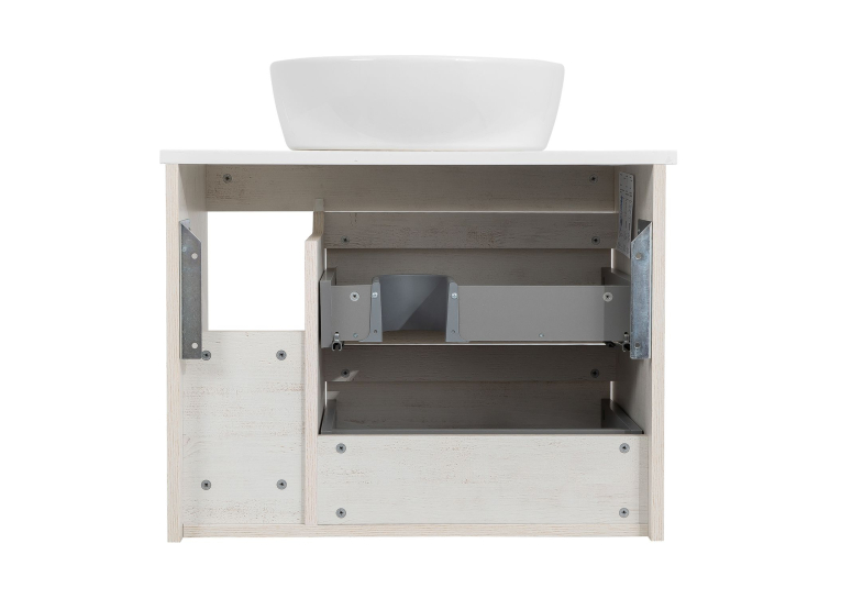 Тумба консольная AQUA RODOS "Shelf" (нордленд) 75 см со столешницей Loft-Iron и ум. "One" 46 см (круг) АР000085179