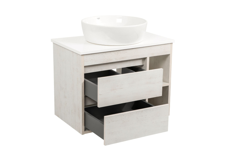 Тумба консольная AQUA RODOS "Shelf" (нордленд) 75 см со столешницей Loft-Iron и ум. "One" 46 см (круг) АР000085179