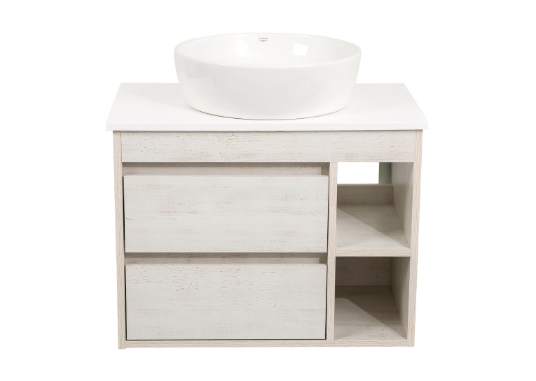 Тумба консольная AQUA RODOS "Shelf" (нордленд) 75 см со столешницей Loft-Iron и ум. "One" 46 см (круг) АР000085179