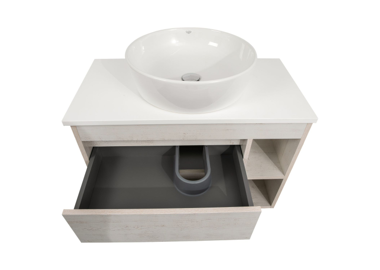 Тумба консольна AQUA RODOS "Shelf" (нордленд) 85 см зі стільн. Loft-Iron та ум. "One" 46 см (круг) АР000085180