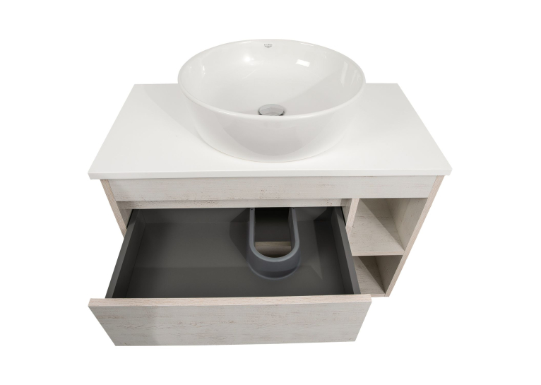 Тумба консольна AQUA RODOS "Shelf" (нордленд) 85 см зі стільн. Loft-Iron та ум. "One" 46 см (круг) АР000085180