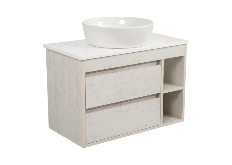 Тумба консольна AQUA RODOS "Shelf" (нордленд) 85 см зі стільн. Loft-Iron та ум. "One" 46 см (круг) АР000085180