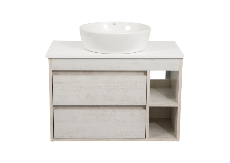 Тумба консольна AQUA RODOS "Shelf" (нордленд) 85 см зі стільн. Loft-Iron та ум. "One" 46 см (круг) АР000085180