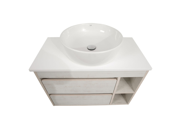 Тумба консольна AQUA RODOS "Shelf" (нордленд) 85 см зі стільн. Loft-Iron та ум. "One" 46 см (круг) АР000085180