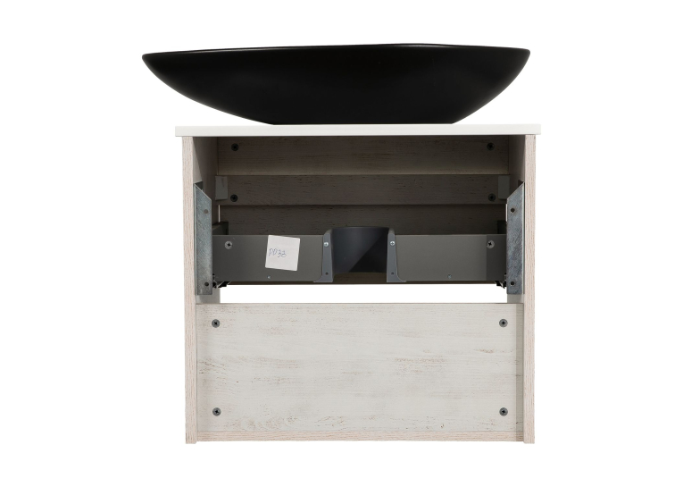 Тумба консольна AQUA RODOS "Shelf" (нордленд) 65 см (1 ящик) зі стільн. Loft-Iron та ум. "Olive" 74 см чорний мат АР000085192