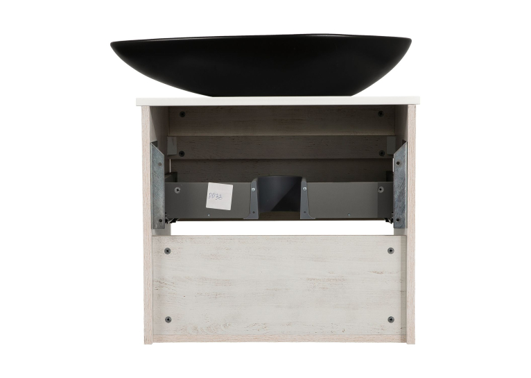 Тумба консольная AQUA RODOS "Shelf" (Нордленд) 65 см (1 ящик) со столешн. Loft-Iron и ум. "Olive" 74 см чорний мат АР000085192