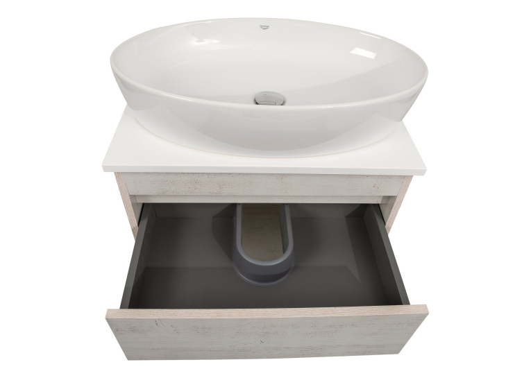 Тумба консольна AQUA RODOS "Shelf" (нордленд) 65 см (1 ящик) зі стільн. Loft-Iron та ум. "One" 67 см (овал) АР000085182