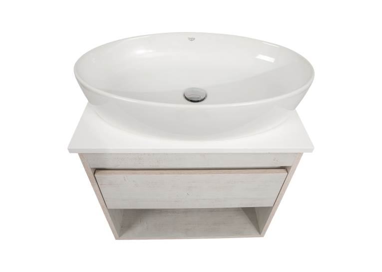 Тумба консольна AQUA RODOS "Shelf" (нордленд) 65 см (1 ящик) зі стільн. Loft-Iron та ум. "One" 67 см (овал) АР000085182