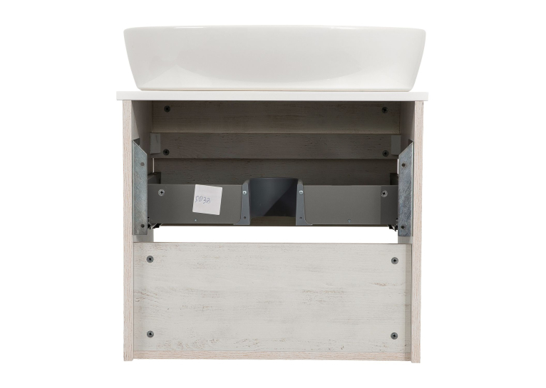 Тумба консольная AQUA RODOS "Shelf" (Нордленд) 65 см (1 ящик) со столешн. Loft-Iron и ум. "One" 67 см (овал) АР000085182