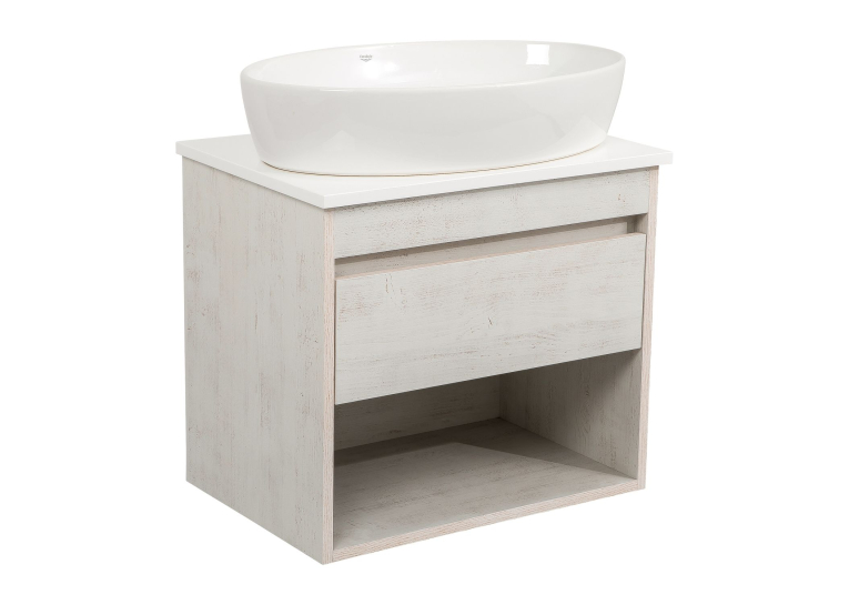 Тумба консольна AQUA RODOS "Shelf" (нордленд) 65 см (1 ящик) зі стільн. Loft-Iron та ум. "One" 67 см (овал) АР000085182