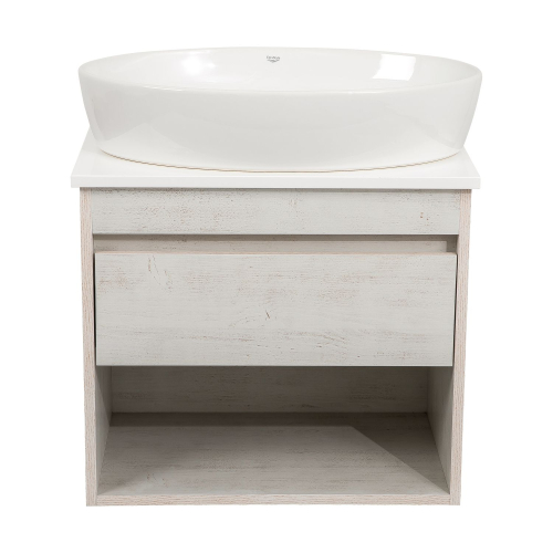 Тумба консольна AQUA RODOS "Shelf" (нордленд) 65 см (1 ящик) зі стільн. Loft-Iron та ум. "One" 67 см (овал) АР000085182