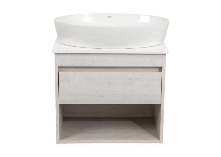Тумба консольна AQUA RODOS "Shelf" (нордленд) 65 см (1 ящик) зі стільн. Loft-Iron та ум. "One" 67 см (овал) АР000085182
