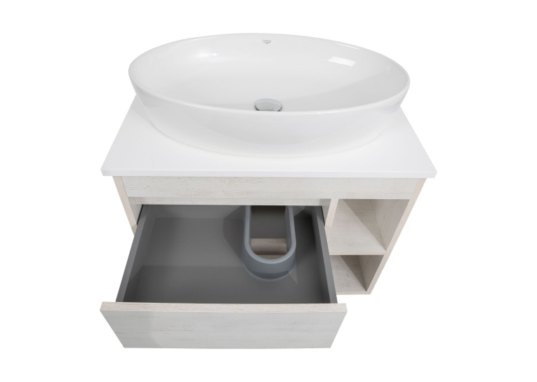 Тумба консольна AQUA RODOS "Shelf" (нордленд) 75 см зі стільн. Loft-Iron та ум. "One" 67 см (овал) АР000085184