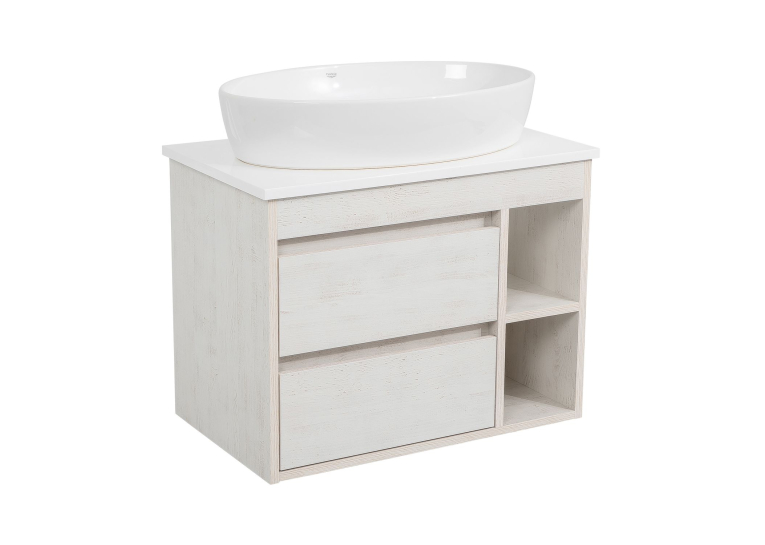 Тумба консольна AQUA RODOS "Shelf" (нордленд) 75 см зі стільн. Loft-Iron та ум. "One" 67 см (овал) АР000085184