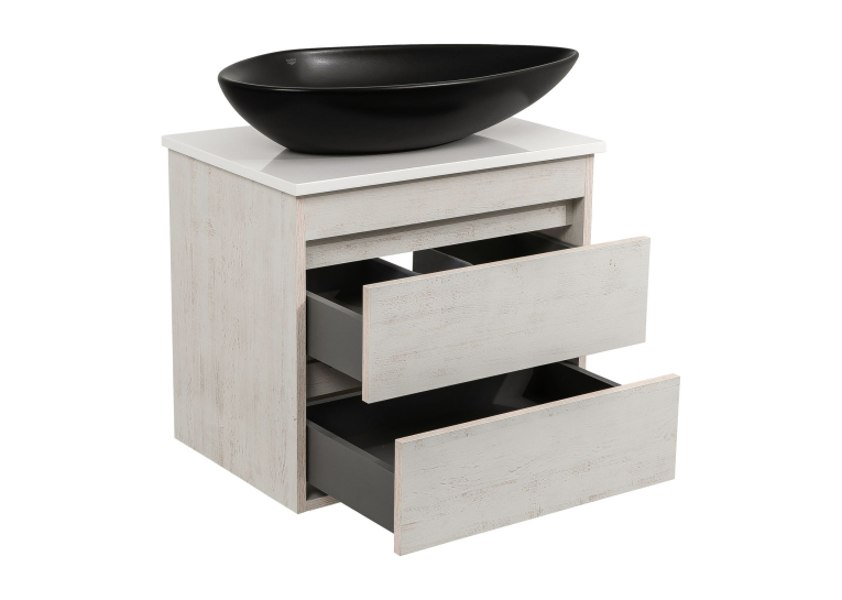 Тумба консольна AQUA RODOS "Shelf" (нордленд) 65 см зі стільн. Loft-Iron та ум. "Olive" 74 см чорний мат АР000085193