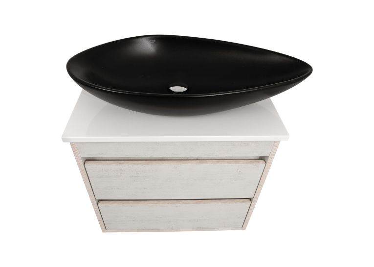 Тумба консольна AQUA RODOS "Shelf" (нордленд) 65 см зі стільн. Loft-Iron та ум. "Olive" 74 см чорний мат АР000085193