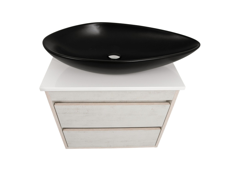 Тумба консольна AQUA RODOS "Shelf" (нордленд) 65 см зі стільн. Loft-Iron та ум. "Olive" 74 см чорний мат АР000085193