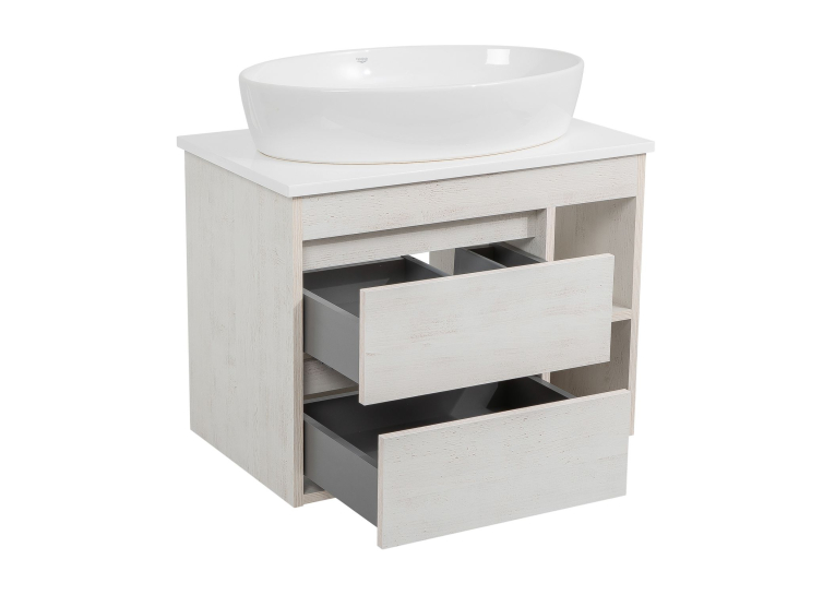 Тумба консольна AQUA RODOS "Shelf" (нордленд) 75 см зі стільн. Loft-Iron та ум. "One" 67 см (овал) АР000085184