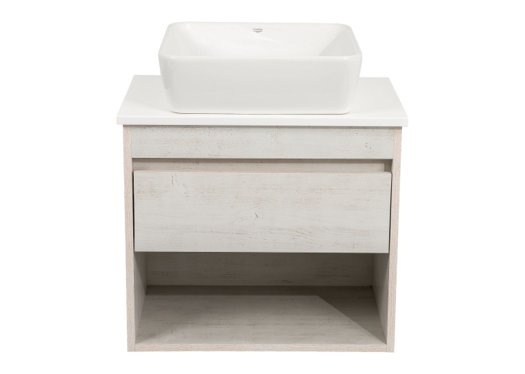 Тумба консольна AQUA RODOS "Shelf" (нордленд) 65 см (1 ящик) зі стільн. Loft-Iron та ум. "One" 46*46 см (квадрат) АР000085187