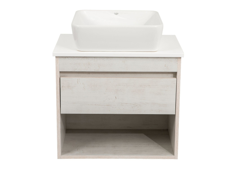 Тумба консольна AQUA RODOS "Shelf" (нордленд) 65 см (1 ящик) зі стільн. Loft-Iron та ум. "One" 46*46 см (квадрат) АР000085187