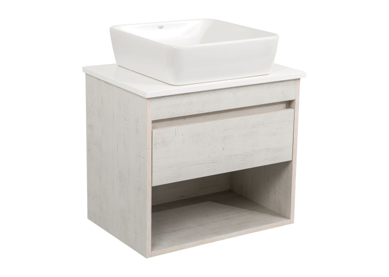 Тумба консольна AQUA RODOS "Shelf" (нордленд) 65 см (1 ящик) зі стільн. Loft-Iron та ум. "One" 46*46 см (квадрат) АР000085187