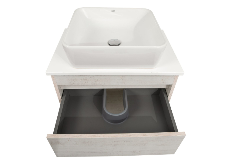 Тумба консольна AQUA RODOS "Shelf" (нордленд) 65 см (1 ящик) зі стільн. Loft-Iron та ум. "One" 46*46 см (квадрат) АР000085187