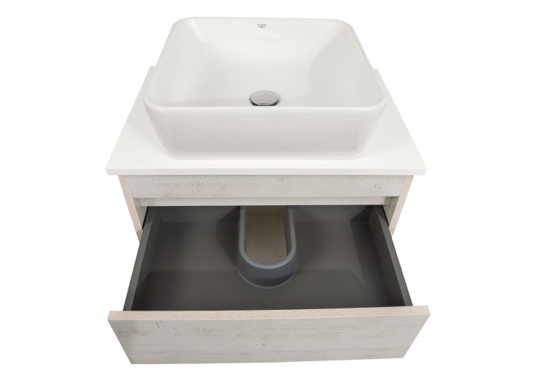 Тумба консольна AQUA RODOS "Shelf" (нордленд) 65 см (1 ящик) зі стільн. Loft-Iron та ум. "One" 46*46 см (квадрат) АР000085187