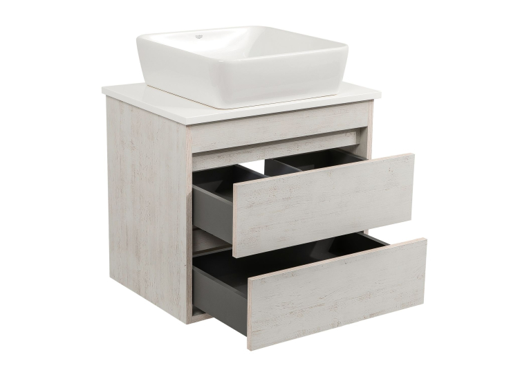 Тумба консольна AQUA RODOS "Shelf" (нордленд) 65 см зі стільн. Loft-Iron та ум. "One" 46*46 см (квадрат) АР000085188