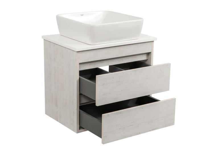 Тумба консольна AQUA RODOS "Shelf" (нордленд) 65 см зі стільн. Loft-Iron та ум. "One" 46*46 см (квадрат) АР000085188