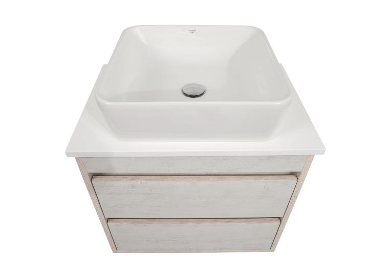 Тумба консольна AQUA RODOS "Shelf" (нордленд) 65 см зі стільн. Loft-Iron та ум. "One" 46*46 см (квадрат) АР000085188