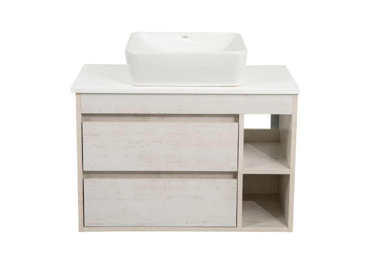 Тумба консольна AQUA RODOS "Shelf" (нордленд) 85 см зі стільн. Loft-Iron та ум. "One" 46*46 см (квадрат) АР000085190