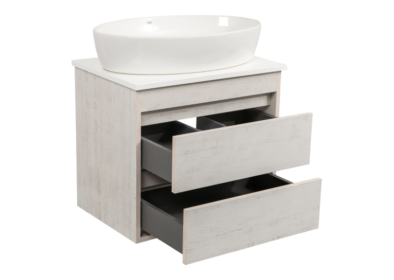 Тумба консольна AQUA RODOS "Shelf" (нордленд) 65 см зі стільн. Loft-Iron та ум. "One" 67 см (овал) АР000085183