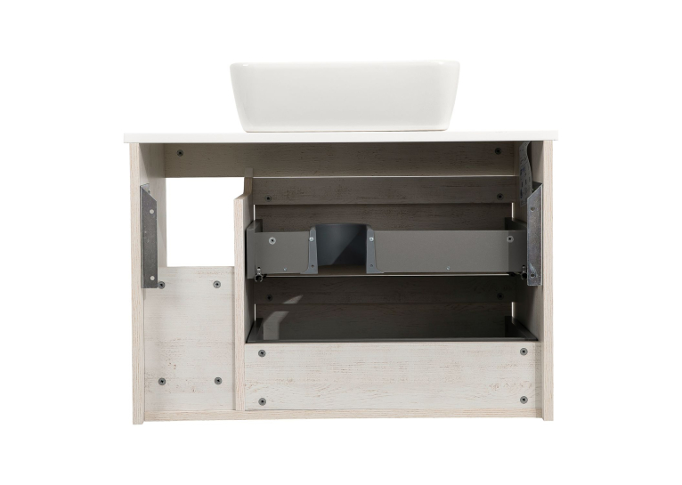 Тумба консольна AQUA RODOS "Shelf" (нордленд) 85 см зі стільн. Loft-Iron та ум. "One" 46*46 см (квадрат) АР000085190