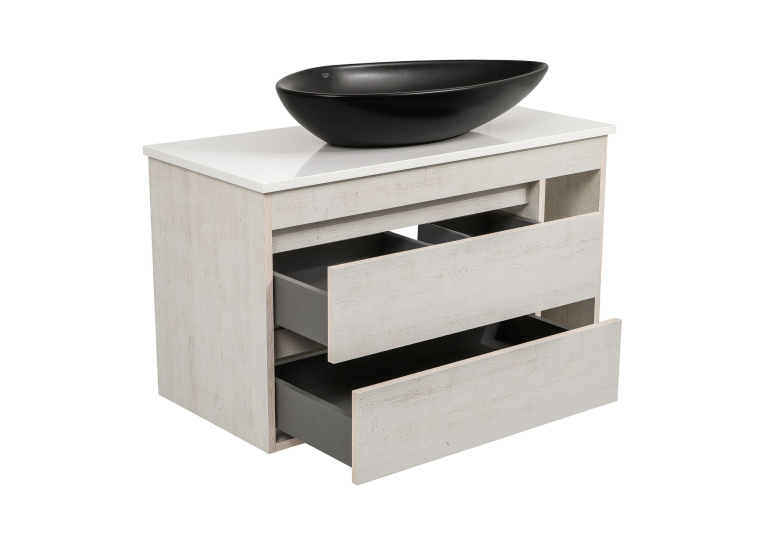 Тумба консольна AQUA RODOS "Shelf" (нордленд) 100 см зі стільн. Loft-Iron та ум. "Olive" 74 см чорний мат АР000085191