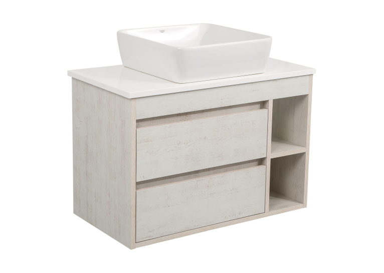 Тумба консольна AQUA RODOS "Shelf" (нордленд) 85 см зі стільн. Loft-Iron та ум. "One" 46*46 см (квадрат) АР000085190