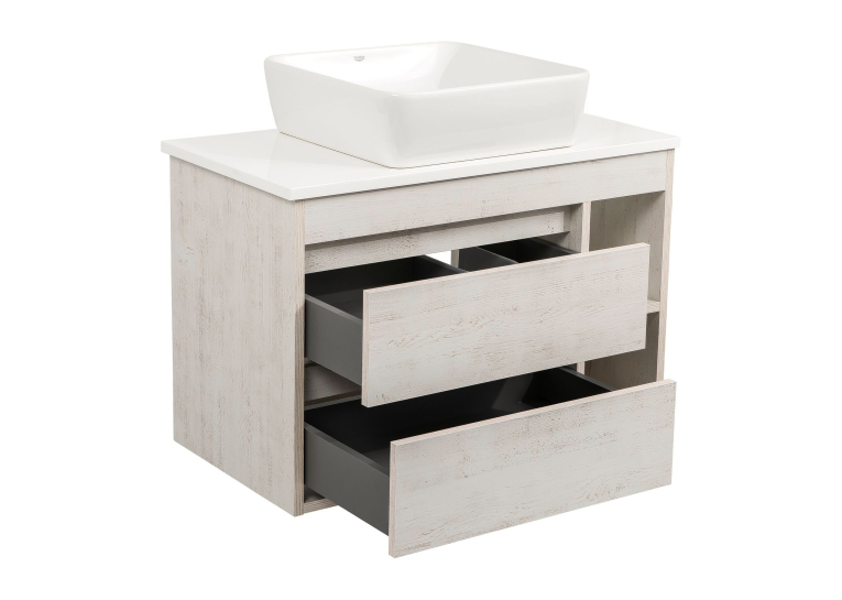 Тумба консольна AQUA RODOS "Shelf" (нордленд) 85 см зі стільн. Loft-Iron та ум. "One" 46*46 см (квадрат) АР000085190