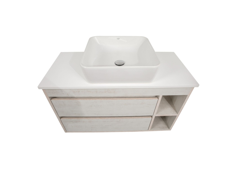 Тумба консольная AQUA RODOS "Shelf" (Нордленд) 100 см со столешн. Loft-Iron и ум. "One" 46*46 см (квадрат) АР000085186