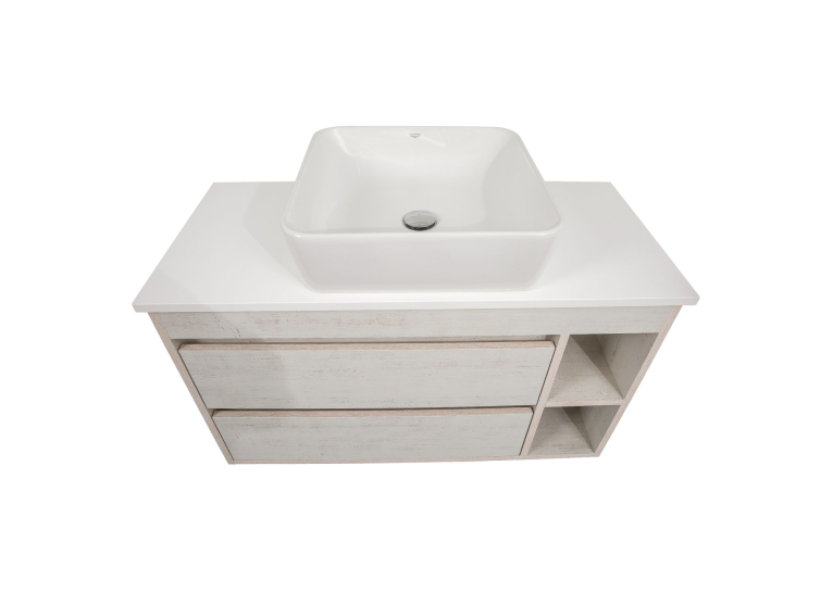 Тумба консольная AQUA RODOS "Shelf" (Нордленд) 100 см со столешн. Loft-Iron и ум. "One" 46*46 см (квадрат) АР000085186