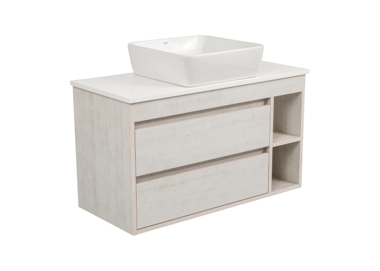 Тумба консольная AQUA RODOS "Shelf" (Нордленд) 100 см со столешн. Loft-Iron и ум. "One" 46*46 см (квадрат) АР000085186