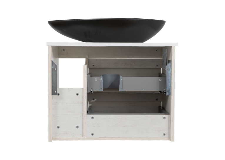 Тумба консольна AQUA RODOS "Shelf" (нордленд) 75 см зі стільн. Loft-Iron та ум. "Olive" 74 см чорний мат АР000085194