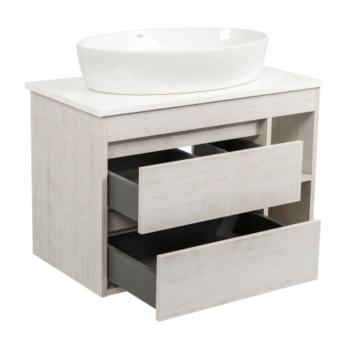 Тумба консольна AQUA RODOS "Shelf" (нордленд) 85 см зі стільн. Loft-Iron та ум. "One" 67 см (овал) АР000085185