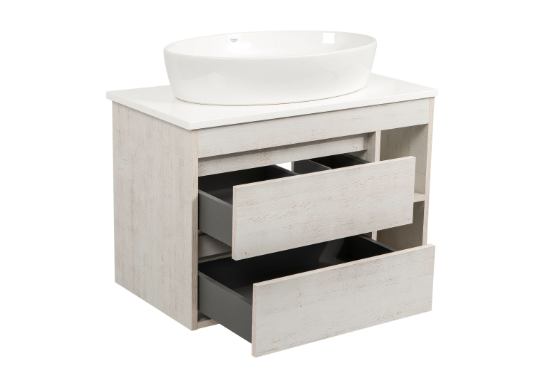 Тумба консольна AQUA RODOS "Shelf" (нордленд) 85 см зі стільн. Loft-Iron та ум. "One" 67 см (овал) АР000085185