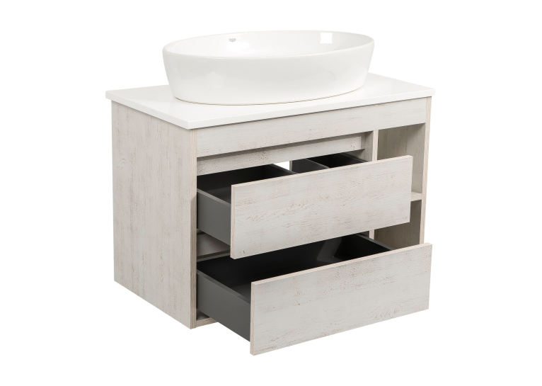 Тумба консольна AQUA RODOS "Shelf" (нордленд) 85 см зі стільн. Loft-Iron та ум. "One" 67 см (овал) АР000085185